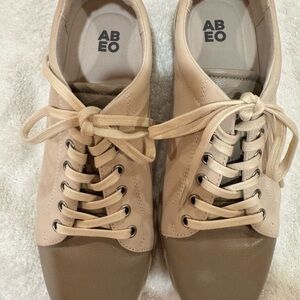 Abeo Women's Beige Lace-Up Sneakers